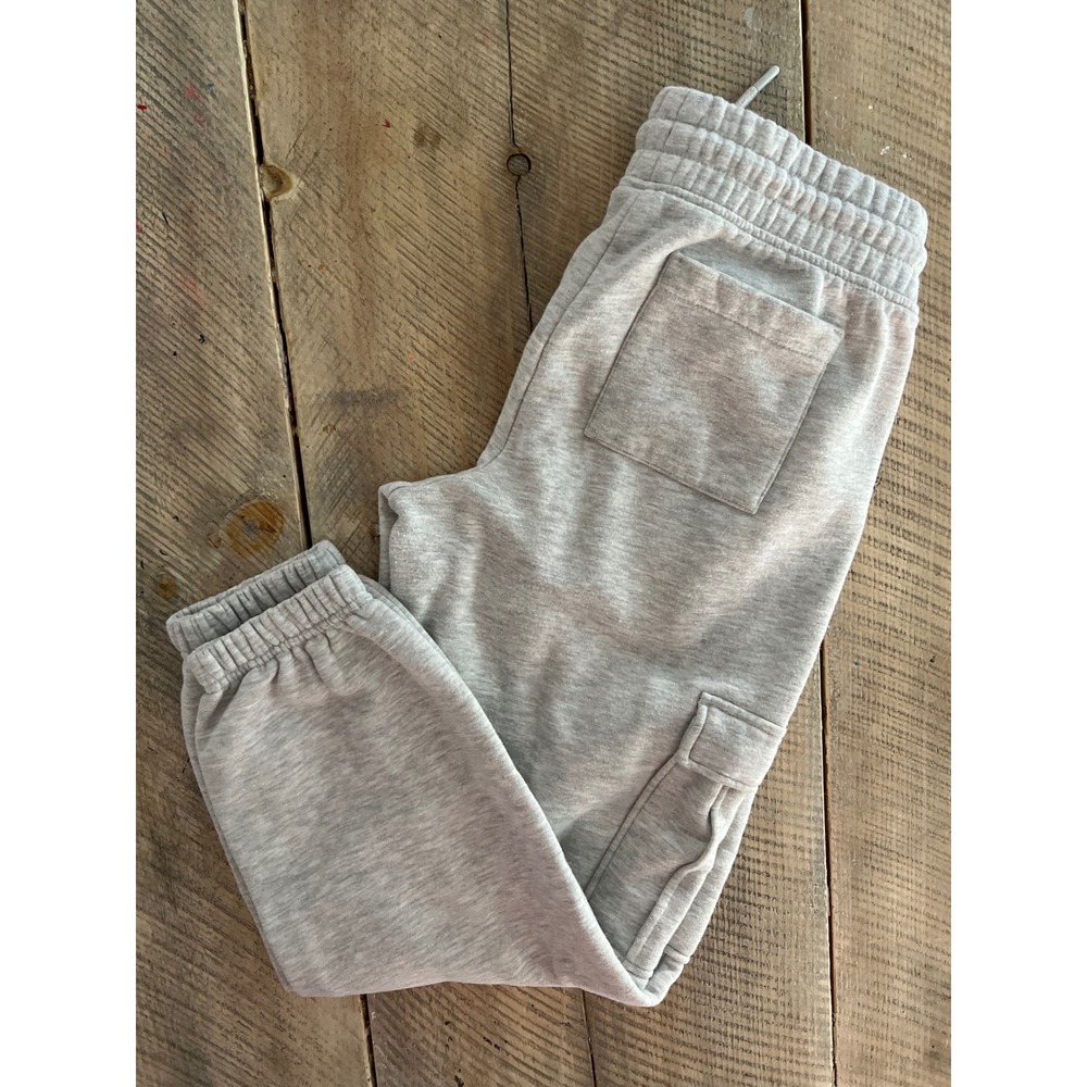 Gaiam Womens Gray Cargo Jogger Sweatpants High Rise Fleece Pockets Small